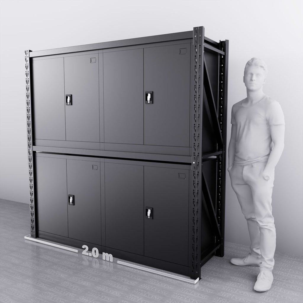 2m Steel Storage Rack with 4 Lockable Cabinets – Modular Storage System ...