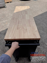 55'' 10-Drawer Steel Toolbox Trolley With Timber Top