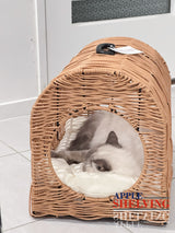 Wicker Cat House / Small Dog Bed with Cushion