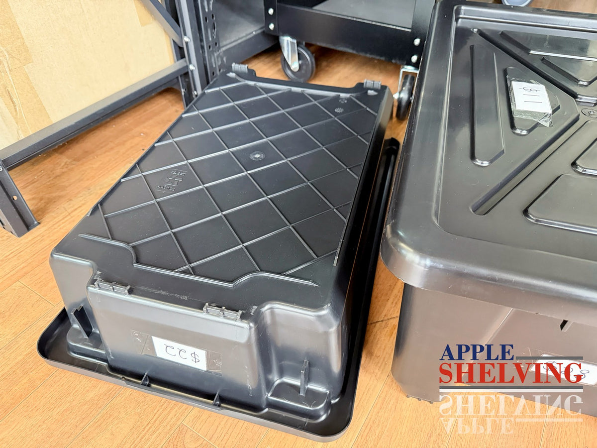 Heavy-Duty Black Storage Plastic Containers – Stackable 30L / 52L / 70L ...