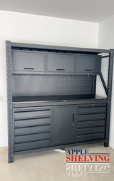 2m(L) 10-Drawer & 4-Cabinet Steel Pegboard Workbench