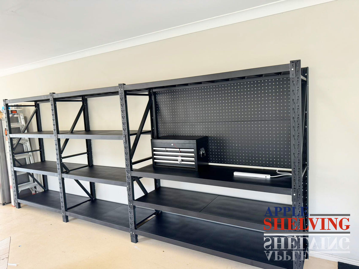 2m Heavy-Duty Steel Shelving Unit with 2 Pegboards – 1000kg Capacity, 4 ...