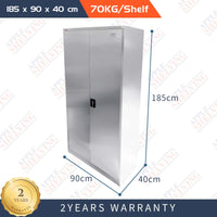2-Door Heavy-Duty Storage Cabinet Lockable Cupboard (Stainless Steel)