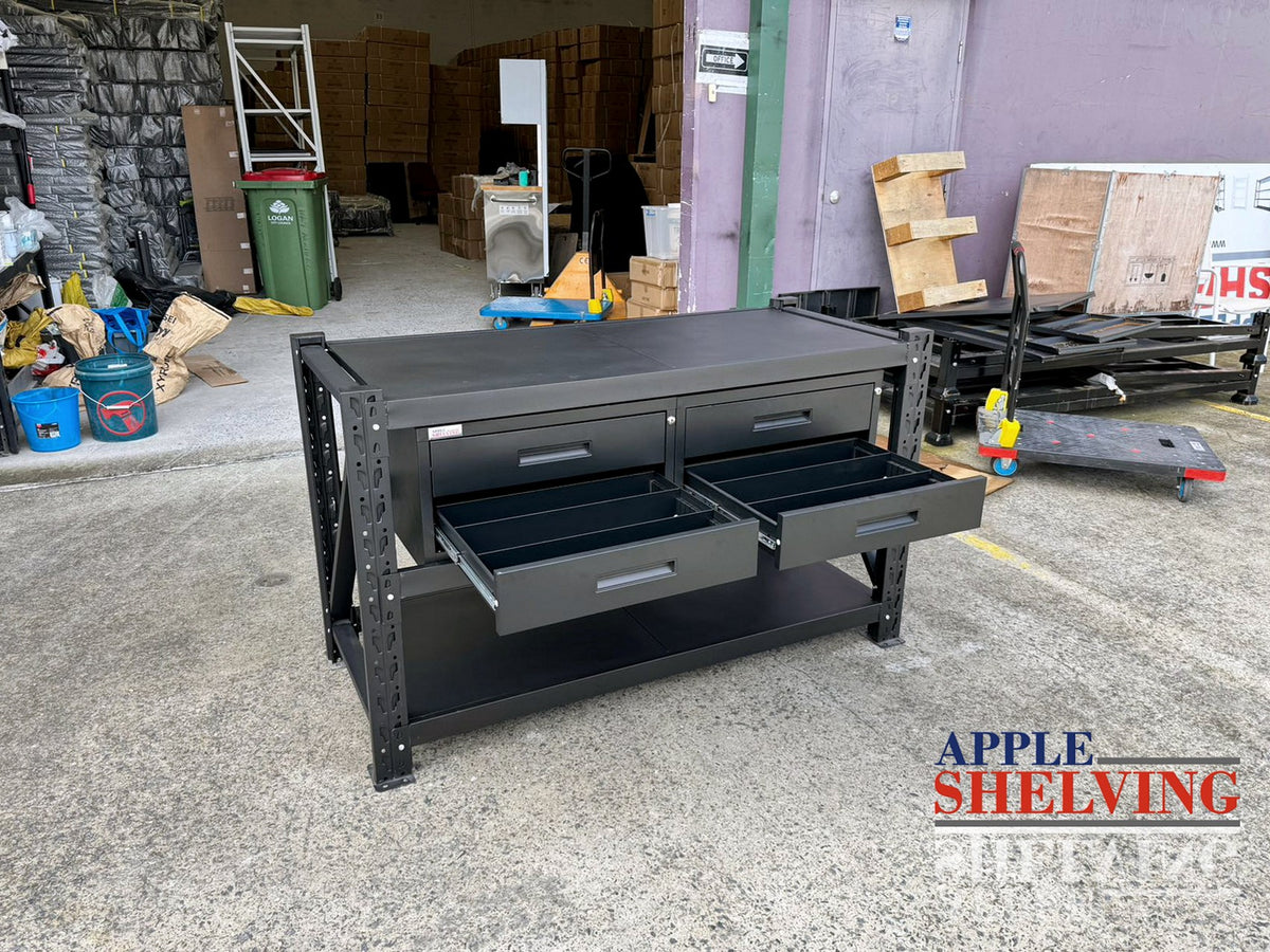 Steel Storage Racking Work Bench 1.5m Steel Workbench with 4 Drawers – Compact, Modular & Heavy-Duty ...