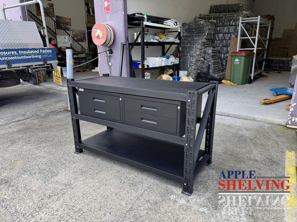 Steel Storage Racking Work Bench 1.5m Steel Workbench with 4 Drawers – Compact, Modular & Heavy-Duty ...