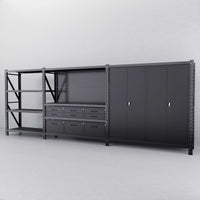 9-Drawer Steel Pegboard Workbench w 2 Cabinets w 1.5m shelving