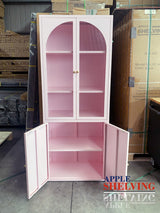 Pink / Purple Fluted Glass Steel Storage Cabinet & Lights