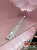Pink / Purple Fluted Glass Steel Storage Cabinet & Lights