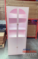 Pink / Purple Fluted Glass Steel Storage Cabinet & Lights
