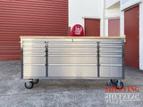 72'' 15-Drawer Steel/Stainless Steel Toolbox Cabinet With Timber Top