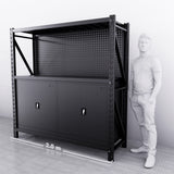 2m(L) Cabinets Steel Pegboard Workbench