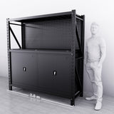 2m(L) Cabinets Steel Pegboard Workbench