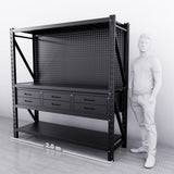 2m(L) 6-Drawer Steel Pegboard Workbench