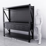 2m(L) 6-Drawer Steel Pegboard Workbench