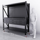 2m(L) 6-Drawer Steel Pegboard Workbench