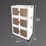 3-Tier Stackable Plastic Storage Cabinet with Wheels