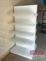 Double-Sided White Supermarket Gondola Shelving