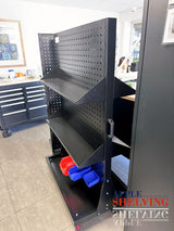 Double-Sided Mobile Steel 4-Pegboard & 2-Louvre Panel Stand