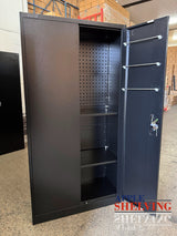 【Minor Scratches】Steel Lockable 2-Door Pegboard-Shelf Storage Cabinet