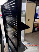 Single-Sided Steel Pegboard Display Stand with Shelves
