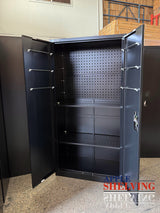 【Minor Scratches】Steel Lockable 2-Door Pegboard-Shelf Storage Cabinet