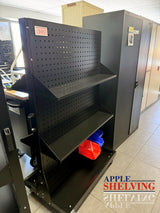 Double-Sided Mobile Steel 4-Pegboard & 2-Louvre Panel Stand
