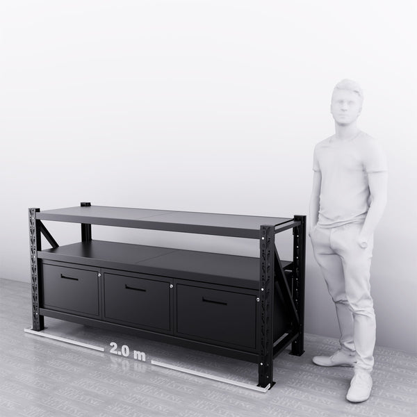 2m(L) 3-Drawer Steel Workbench