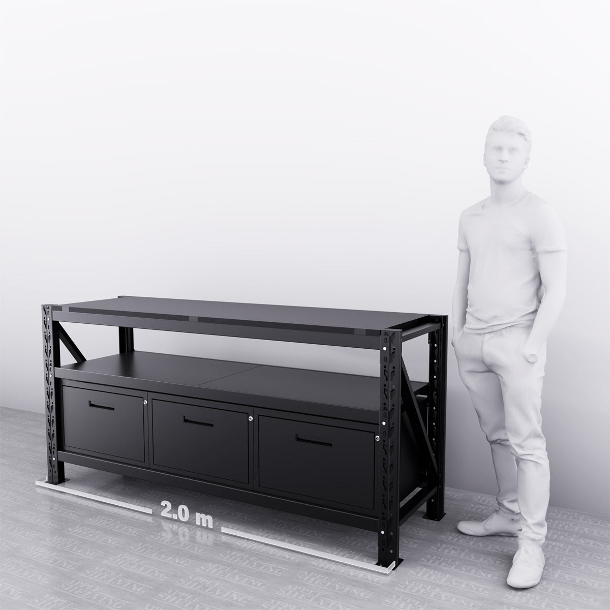 2m Steel Workbench with 3 Drawers – Compact, Modular & Heavy-Duty ...