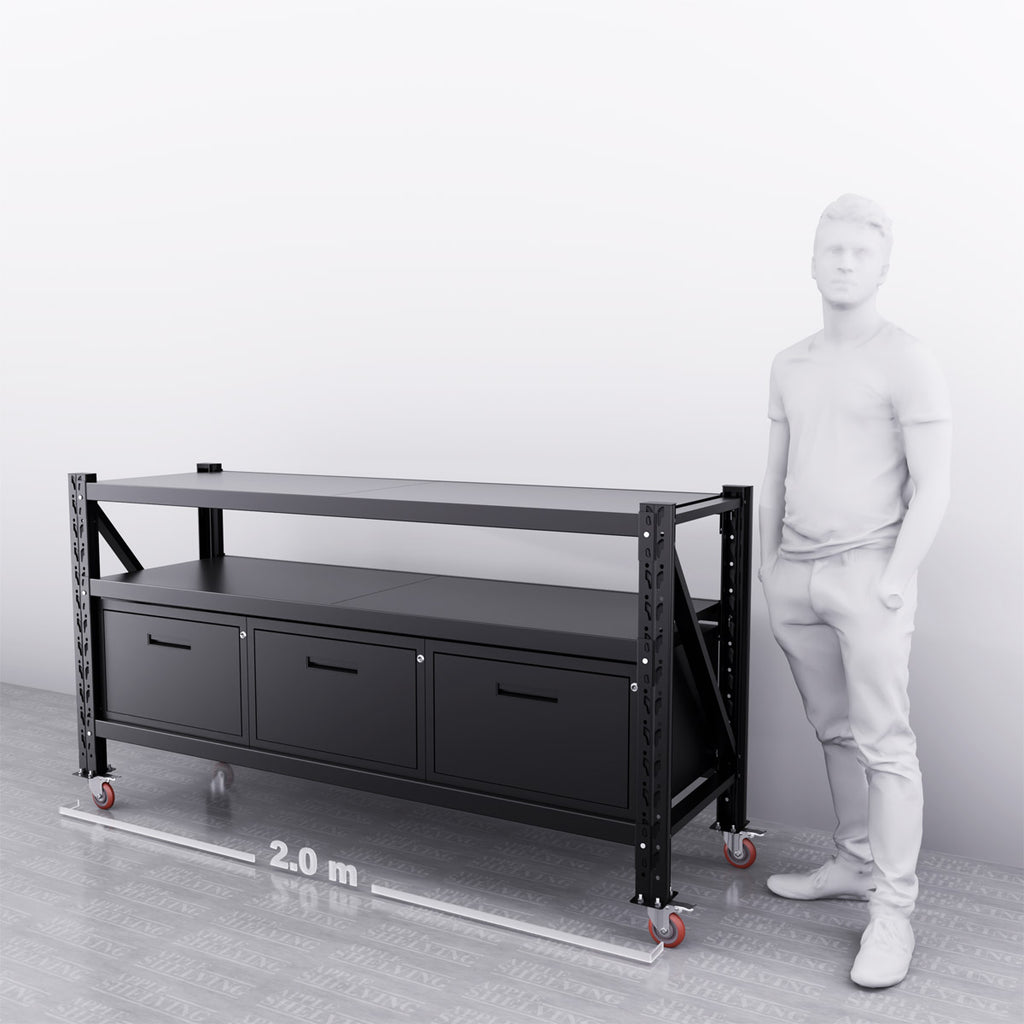 2m Steel Workbench with 3 Drawers – Compact, Modular & Heavy-Duty ...