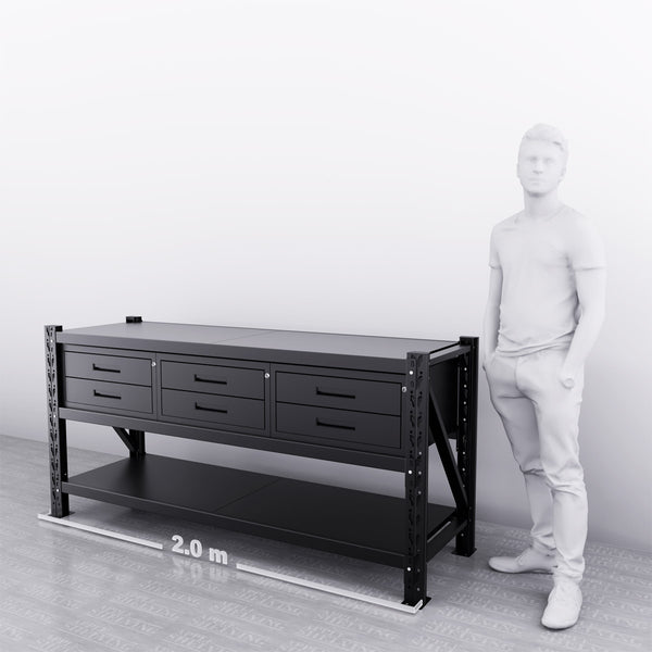 2m(L) 6-Drawer Steel Workbench