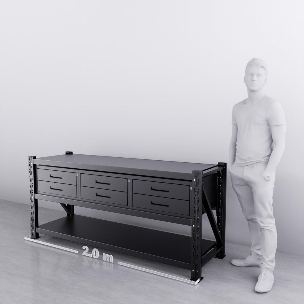 2m Steel Workbench with 6 Drawers – Heavy-Duty, Modular Storage for ...