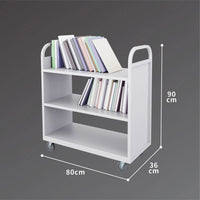 3-Tier Steel Book Cart Flat shelves With Wheels