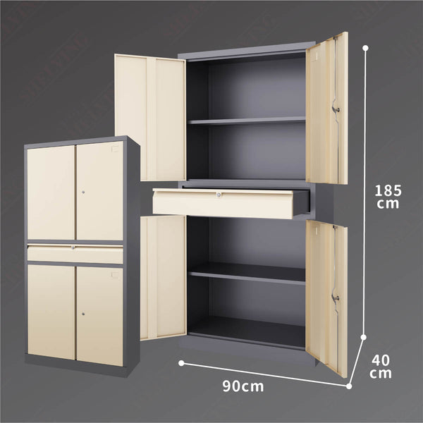 4-Door & 1-Drawer Storage Cabinet Lockable Cupboard