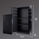 2-Door Pegboard-Shelf Storage Lockable Cupboard (4-shelf)
