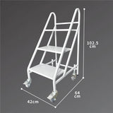 3 Step Steel Ladder 100kg White With Wheels