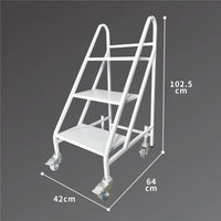3 Step Steel Ladder 100kg White With Wheels