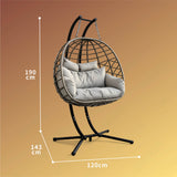Double Hanging Egg Chair with Stand | Outdoor PE Rattan Swing Chair