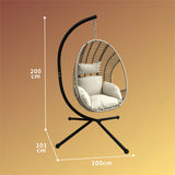 Single Hanging Egg Chair with Stand | PE Rattan Outdoor Swing Chair