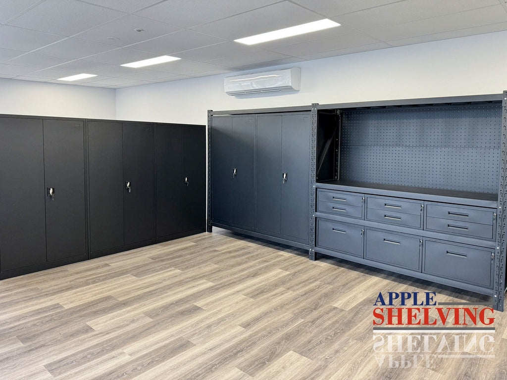 9-Drawer Steel Workbench with Pegboard & 2 Lockable Cabinets – 4m ...