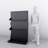 Single-Sided Steel 2-Pegboard & 1-Louvre Panel Stand