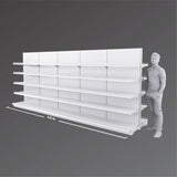Double-Sided White Supermarket Gondola Shelving