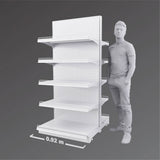 Double-Sided White Supermarket Gondola Shelving