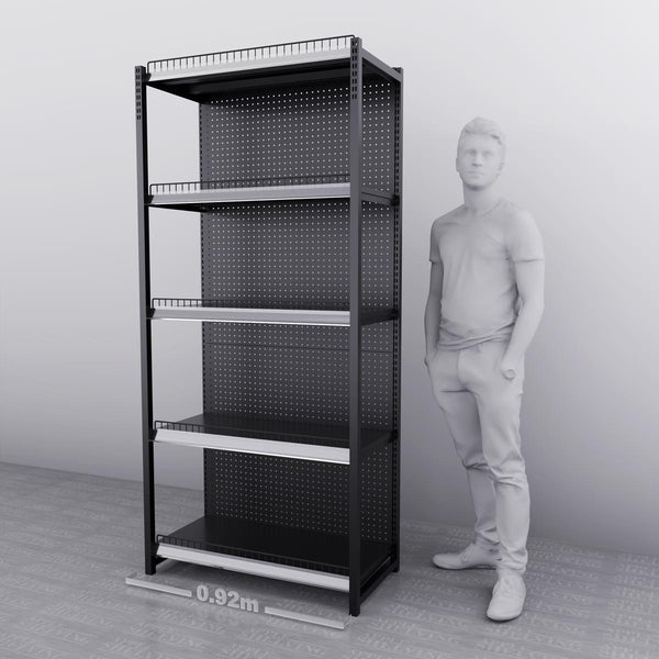 Black Pegboard Steel Retail Shelving