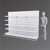 Single-Sided White Supermarket Gondola Shelving