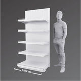 Single-Sided White Supermarket Gondola Shelving