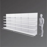 Single-Sided White Supermarket Gondola Shelving