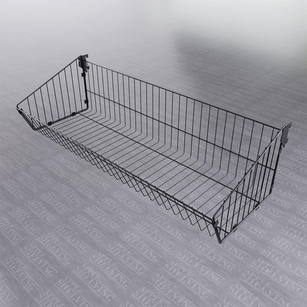 Wire Basket for Black Gondola Shelving