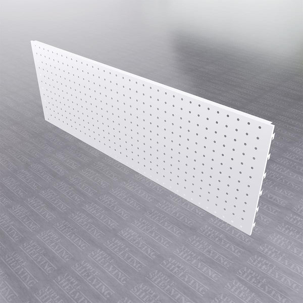 White Pegboard for White Gondola Shelving