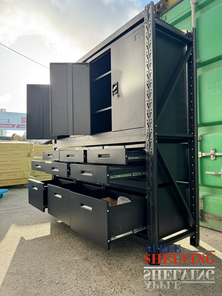 2m(L) 9-Drawer & 2 cabinets Steel Storage Unit2m Steel Storage Unit ...