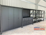 9-Drawer Pegboard Workbench w 2 Cabinets & 1.5m/2m Shelving